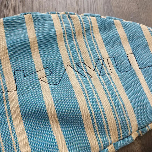 Kavu Women Interwoven Rope Bag Sling Pack Prism Stripe Blue White Zip Pocket - Picture 5 of 9